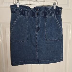 DENIM BLVD JEANS 10 LARGE Blue Ribbed Pencil Skirt Knee-Length Casual